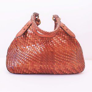 Tan Woven Leather Cole Haan Hobo Bag